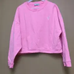 GUESS ピンク トレーナー・スウェット裏起毛 ピンク ショート丈 S