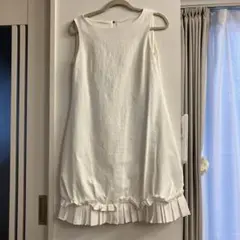 【美品】マドーレ ノースリーブワンピース 白 フリル 裾ギャザー 40 M〜Lのサムネイル