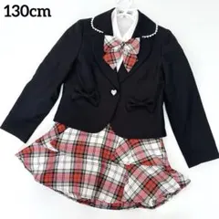 美品✨キッズフォーマルスーツセットアップ 4点セット 赤チェック 130cm