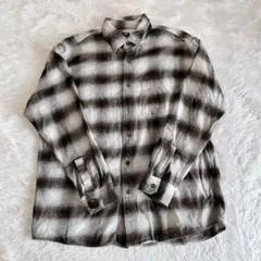 【ユニクロ】美品 ネルシャツ オンブレチェック ブラウンXL シャドーチェック
