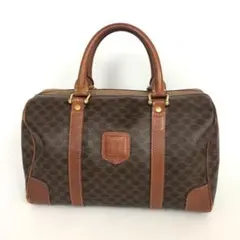 CELINE セリーヌ マカダム柄 ミニボストン ハンドバッグ レザー ブラウン