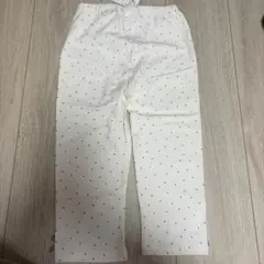 【petit main】120㎝ ホワイト ドット柄 リボン付きパンツ