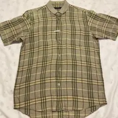 【クリーニング済】BURBERRY LONDON チェック柄 半袖麻シャツのサムネイル