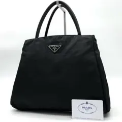 ✨美品✨プラダ ハンドバッグ 三角ロゴ シルバー金具 テスートナイロン ブラック