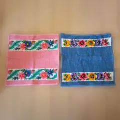 美品 FEILER 花柄ハンカチ コットン100％ 2枚セット