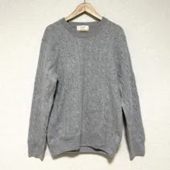 グリーンレーベルリラクシング カシミヤ ケーブル編み クルーネックニット グレー