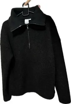 【値下げ】1回着用　ELLE ボアハーフジップパーカー　ブラック　襟付き