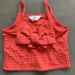 H&M オレンジ リボン付き ショート丈 キャミソール6-8歳 130cm
