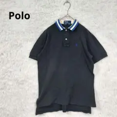 Polo ポロバイラルフローレン　ポロシャツ　ブラック　S 刺繍ロゴ