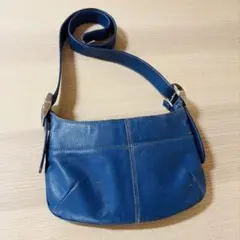 FURLA 本革ショルダーバッグ 青 2way ハンド可 使用感あり格安