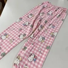 ハローキティ 風ピンクギンガムチェック ルームパンツ