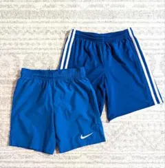 Nike・Adidas 青 トレーニングショーツ 140