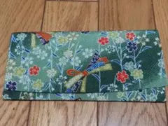 和風花柄リボン長財布