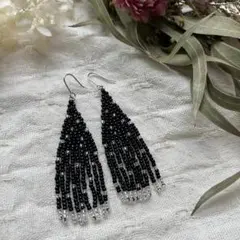 【No.004】ビーズピアス / ビーズイヤリング / タッセル / フリンジ