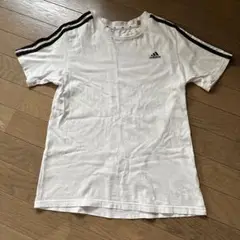 アディダス　tシャツ 160 ライン　白　ホワイト