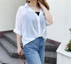 SHEENA シフォンタックプルオーバー半袖シャツのサムネイル