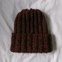 ニット帽/ビーニー/クラッシャーハット/Y2K/ブラウン/オレンジ