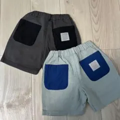 ブリーズ 5分丈 ハーフパンツ くすみブルー ブラック 90 2点セット