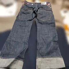 COMCAVE attempt デニムパンツ チェック柄裏地