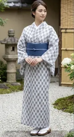 夏物　絽着物　ポリエステル　L寸 着丈163センチ