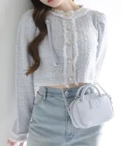 ★期間限定値下げ中★ NICE CLAUP ツイードニットジャケット