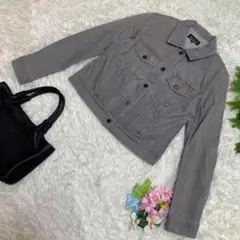 美品 ソニアリキエル デニムジャケット グレー ロゴボタン ビジュー 40 L