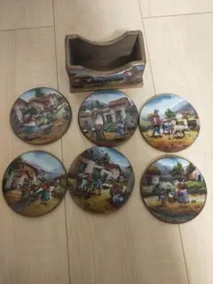 コースター　６枚セット　レトロ　ヴィンテージ　絵柄　おしゃれ