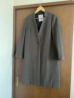 CAST ノーカラーチェスターコート ブラウン S