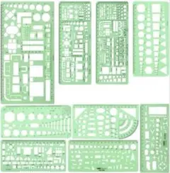 UCEC 定規 テンプレート 建築士 製図定規セット 9枚入り