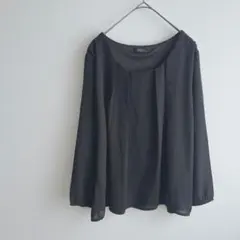 a.v.v 美品 L 黒 フロントタック 長袖 ブラウス シフォン カットソー