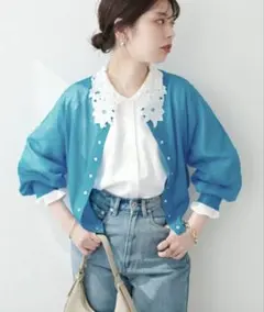 natural couture レース衿ブラウス　オフホワイト