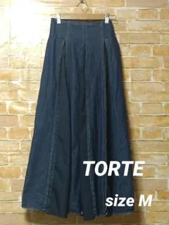 ♥美品♥TORTEトルテ/サイズМ/デニムロングフレアスカート/リボン付き