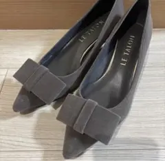 【超美品】LE TALON リボン付きグレー ハイヒール