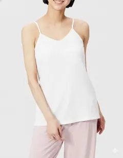 【美品】ジェラートピケ　ベーシック カップ付きリブキャミソール