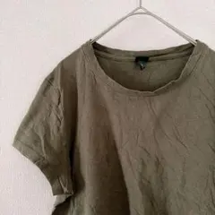 美品✨【S】半袖Tシャツ オリーブグリーン カーキ シンプル 無地 ショート丈