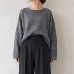 ZARA カシミヤ100% クルーネックニット グレー M ゆったり