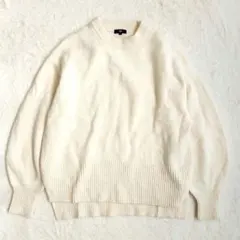 美品プラステ エクストラファインメリノウールミドルゲージクルーネックセーター S