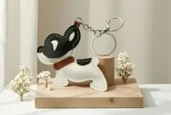 フレンチブルドッグ キーホルダー バッグチャーム レザー風 フレブル 犬