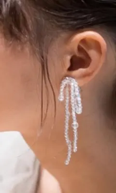 クリア ビーズ りぼん　イヤリング