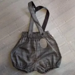 【未使用】mocmof モクモフ グレンチェックサロペット ブルマ カバーオールのサムネイル