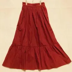 ナノベース ティアード ロングスカート ギャザー フレア（F）ボルドー