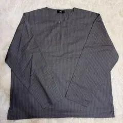 HARE グレー ストライプ 長袖シャツ
