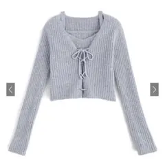 GRL レースアップトップス×キャミニットアンサンブル[mb1577] ブルー