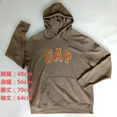 GAP ギャップ ビッグロゴ刺繍 ワッペン プルオーバーパーカー 茶 L