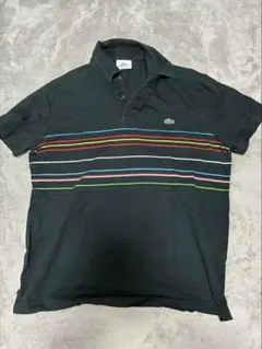 LACOSTE ラコステストライプポロシャツ 黒　sサイズ　メンズ　夏服