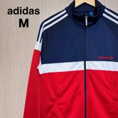 アディダスオリジナルス　トラックジャケット　M ネイビー　レッド　刺繍