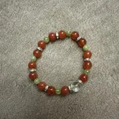 オレンジと緑の天然石　ブレスレット