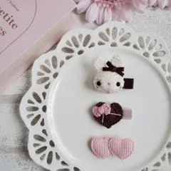 ୨୧ヘアクリップセットV-3୨୧ベビー&キッズ⑅﻿Valentine⑅﻿