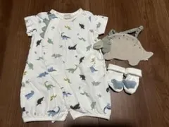 petit main 恐竜柄ロンパースセット 50-70