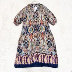 【新品タグ付き】 ZARA シャツワンピース スキッパー ペイズリー柄 XL